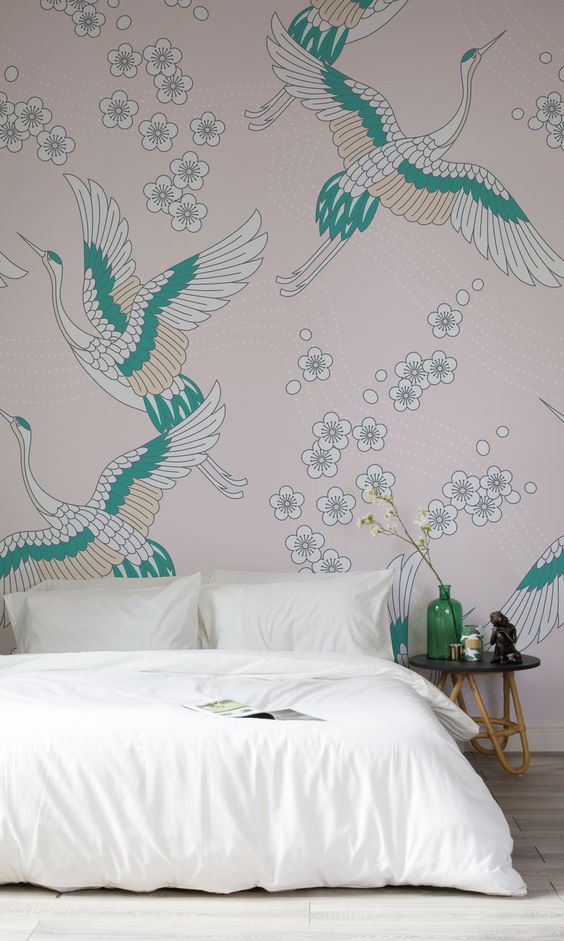 wallpaper-with-brids-bedroom-pink-7